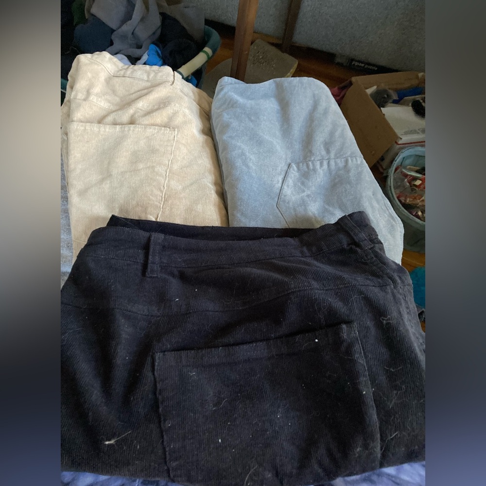 Three Brand New Pair Of Size 28W Long Corduroy Washed Once 